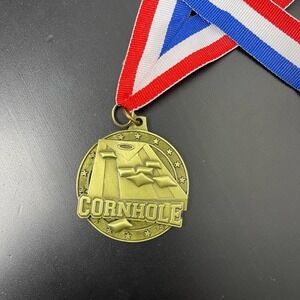 Cornhole Gold‎ Medal with Red, White & Blue Strap - Crown Brand